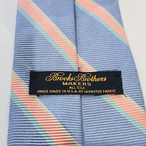 Brooks Brothers Makers Multicolor Striped 100% Silk Handmade Necktie Old Money - Picture 3 of 7
